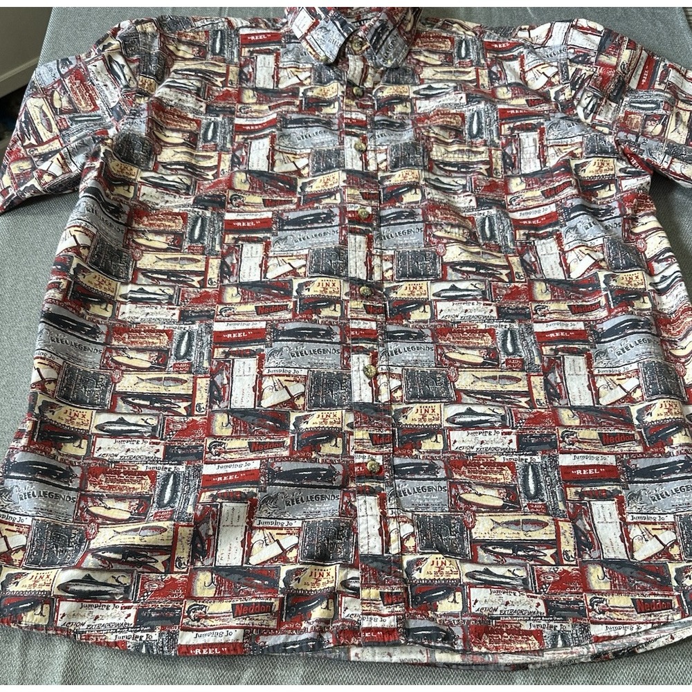 Unique Reel Legends Fishing Lure Mens shirt Size L